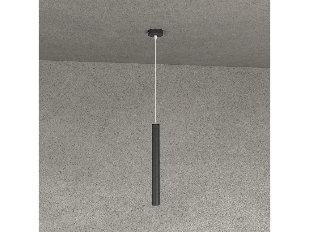 Round Tube Sospensione 1 Luce Nero Cavo Cm.250 Con Base