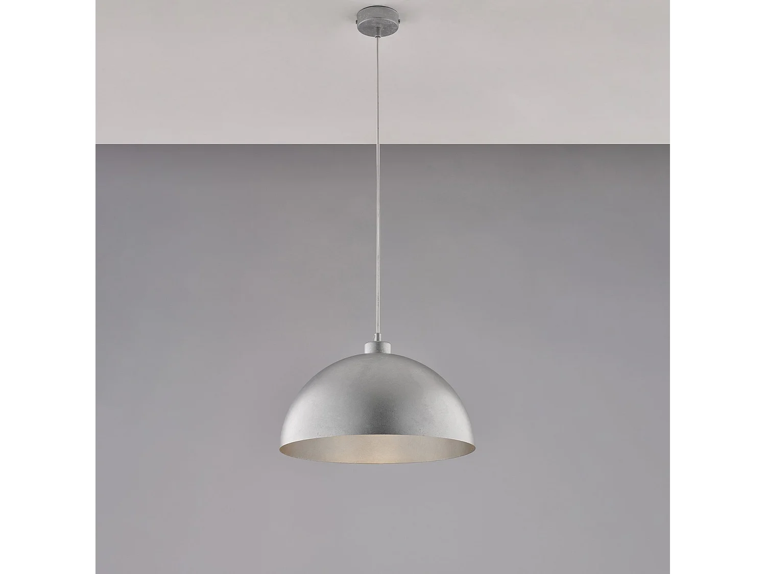 Sospensione Industrial 1 Luce Marcus In Ferro Laccato Argento Diam 35