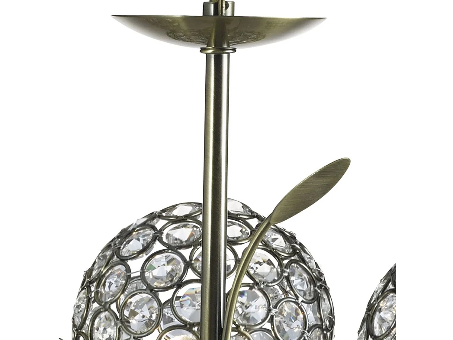 Searchlight Bellis - 9 Light Multi Arm Soffitto Pendente a Soffitto Design Floreale Ottone Antico, Vetro Nove, G9