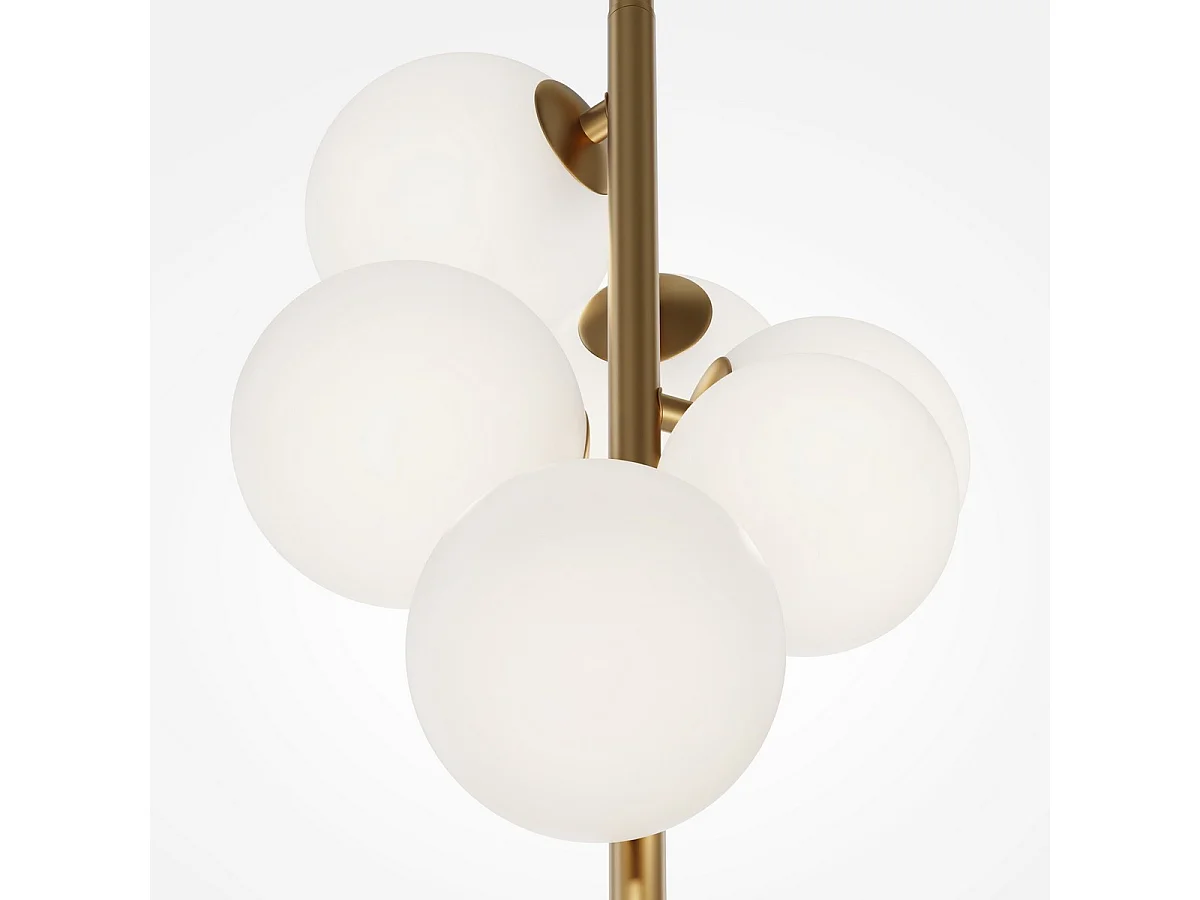 Maytoni Dallas Plafoniera moderna a sospensione a globo con 6 luci oro, paralume bianco opaco, G9