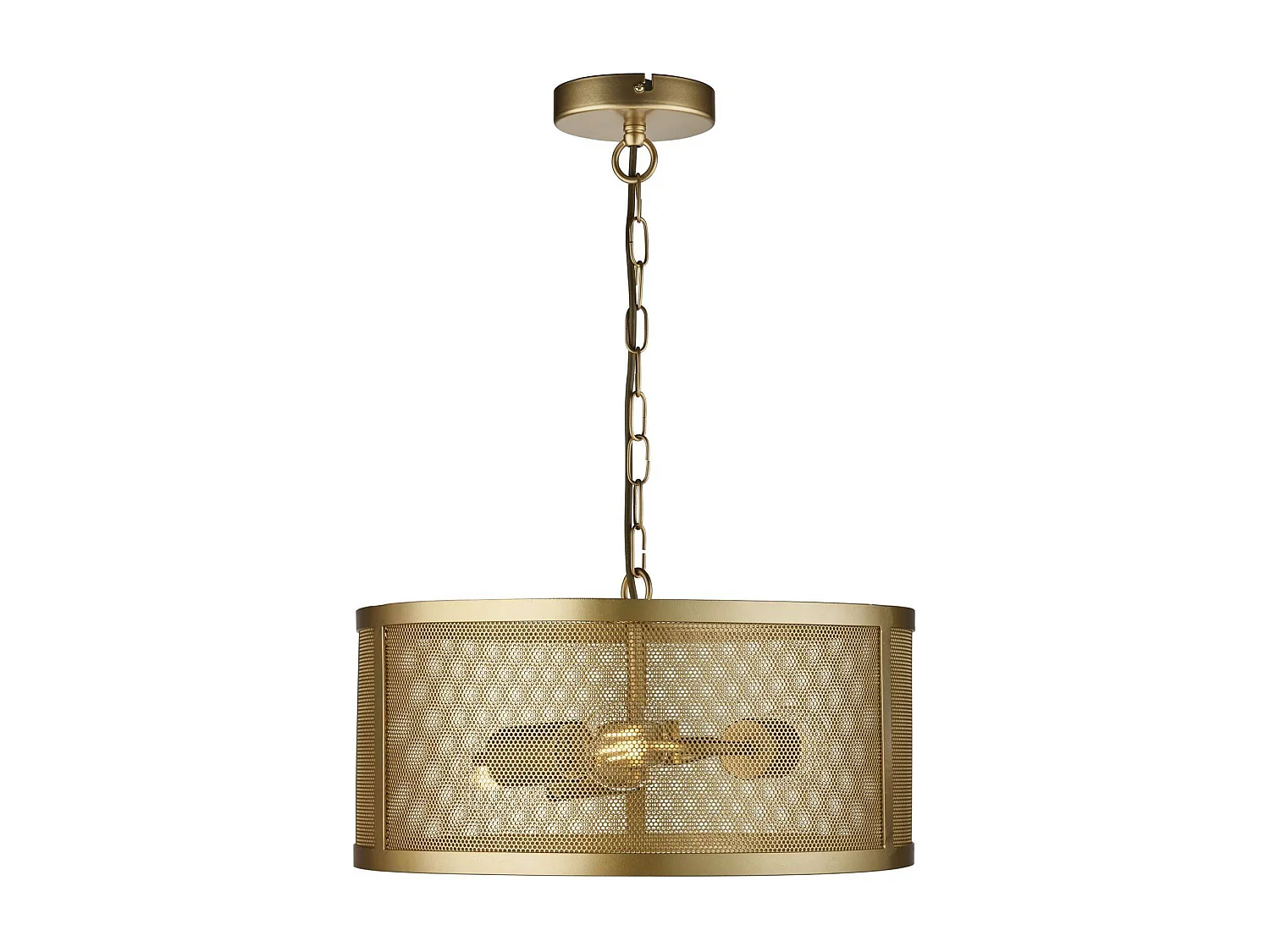 Searchlight Fishnet - Pendente Cilindrico 3 Luci Mesh Oro Opaco, E27