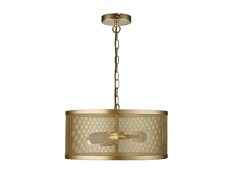 Searchlight Fishnet - Pendente Cilindrico 3 Luci Mesh Oro Opaco, E27