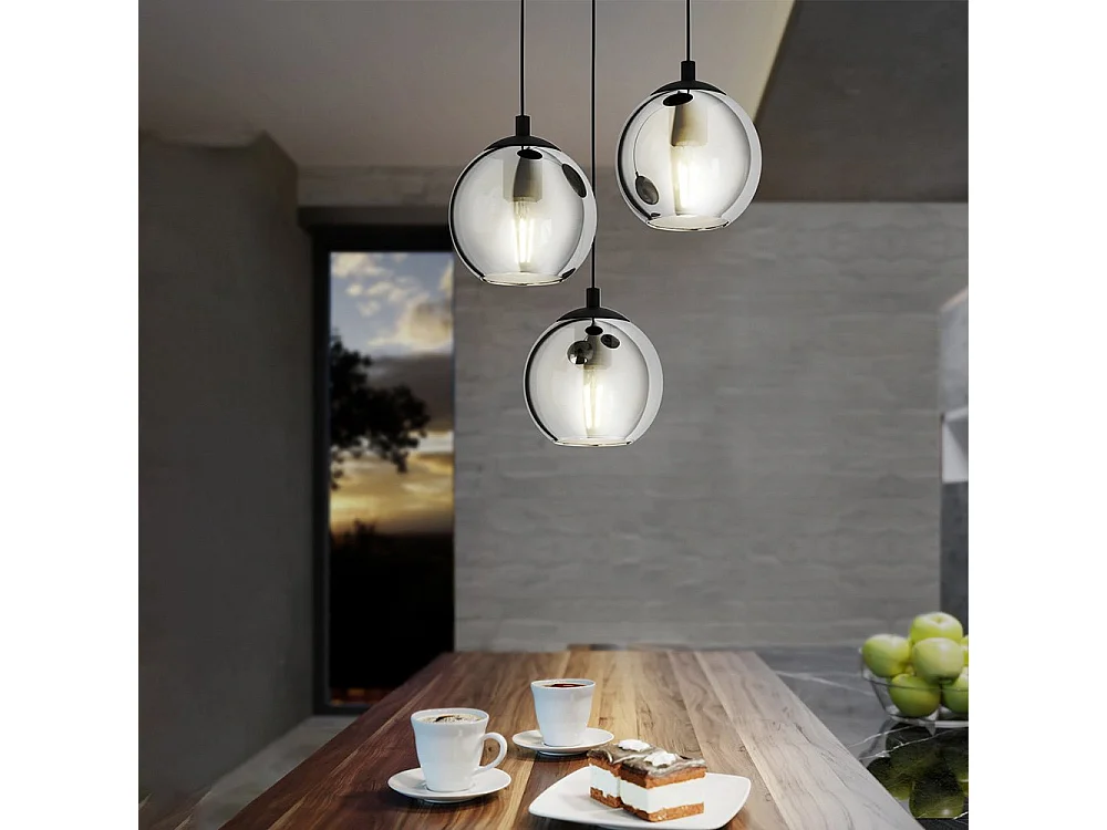 Lampadario Moderno Ariscani 3 Luci Pendenti Acciaio Nero