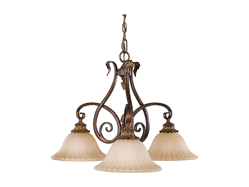 Lampadario Contemporaneo Sonoma Valley Acciaio Marrone Antico Vetro 3 Luci E27