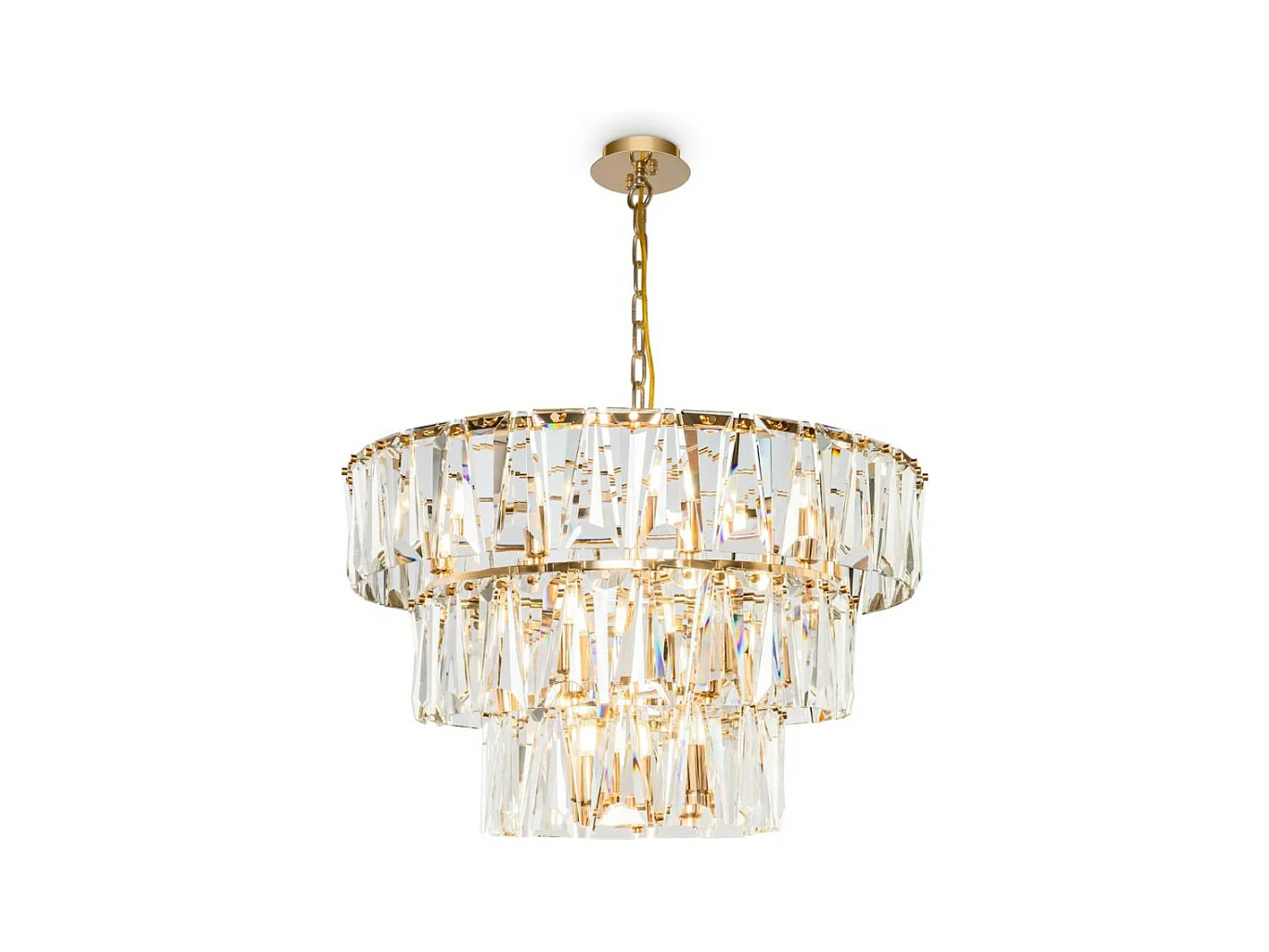 Maytoni Puntes Plafonnier moderne Puntes à 3 niveaux et 18 lumières en or