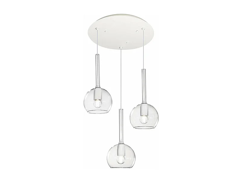 Sosp. Bianco Tonda 3 Luci Vetri Tutti Piccolo Trasparente