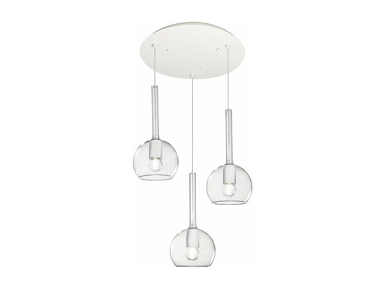 Sosp. Bianco Tonda 3 Luci Vetri Tutti Piccolo Trasparente