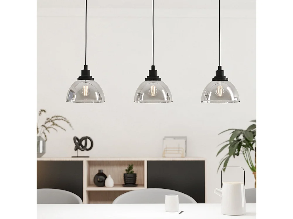 Lampadario Moderno Beleser 3 Luci Acciaio Nero