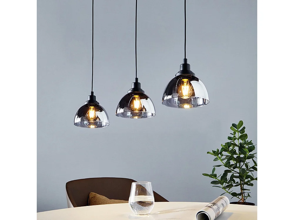 Lampadario Moderno Beleser 3 Luci Acciaio Nero