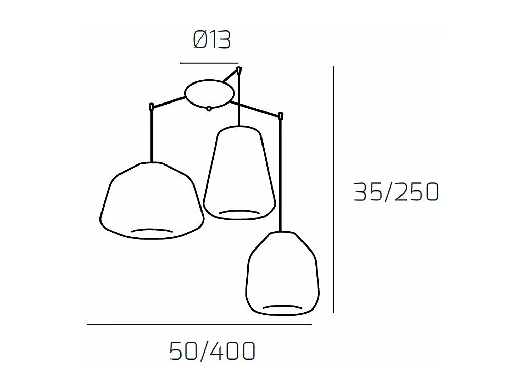 Sospensione Cromo 3 Luci Spostabile Vetri Alpha + Beta + Gamma Ambra