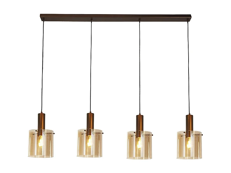 Lampadario Contemporaneo Svezia Acciaio Marrone Vetro 4 Luci E27