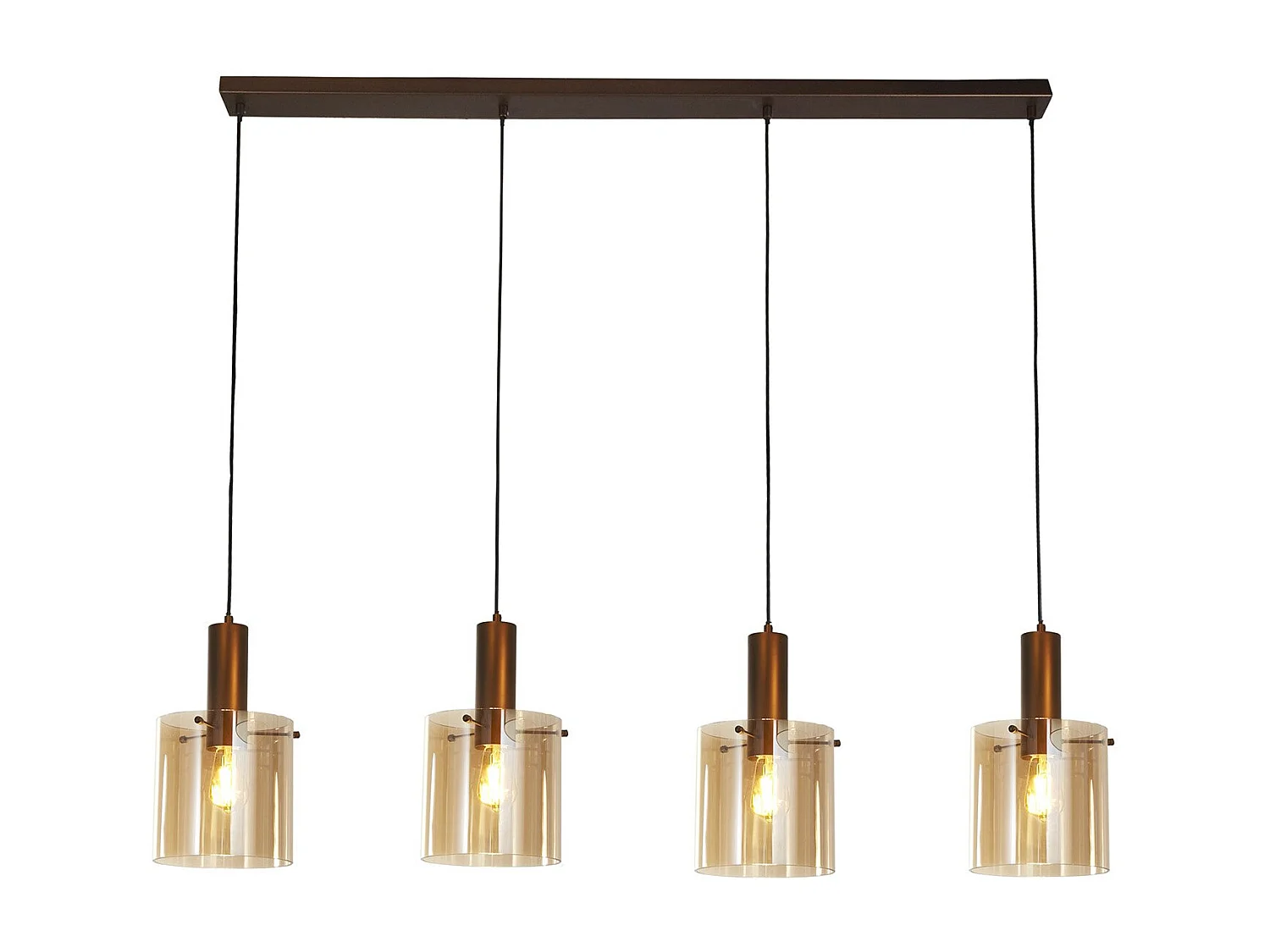 Lampadario Contemporaneo Svezia Acciaio Marrone Vetro 4 Luci E27