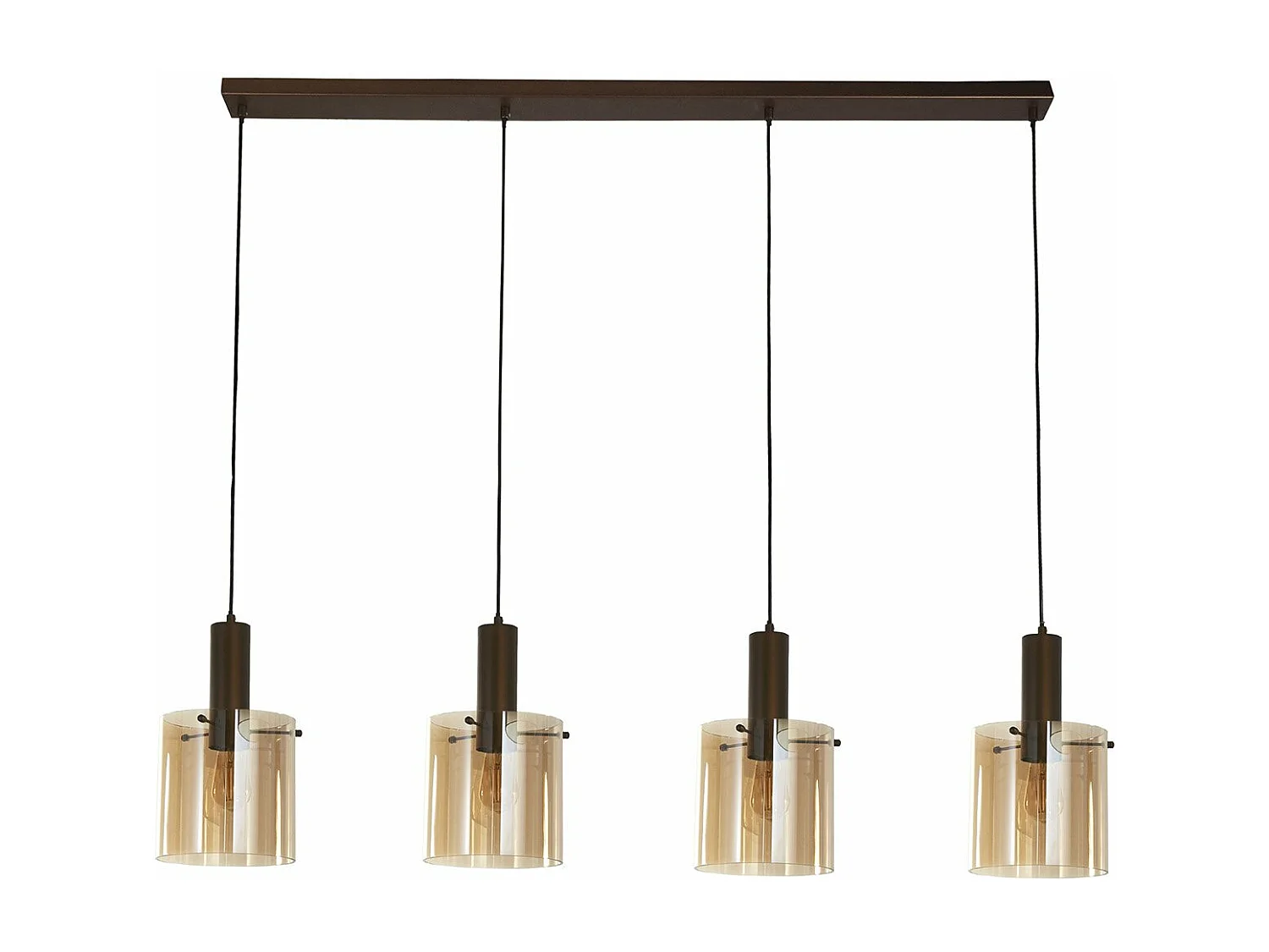 Lampadario Contemporaneo Svezia Acciaio Marrone Vetro 4 Luci E27