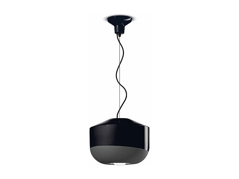 Sospensione Grande Vintage Decò Bellota Ceramica Nero Carbone 1 Luce E27