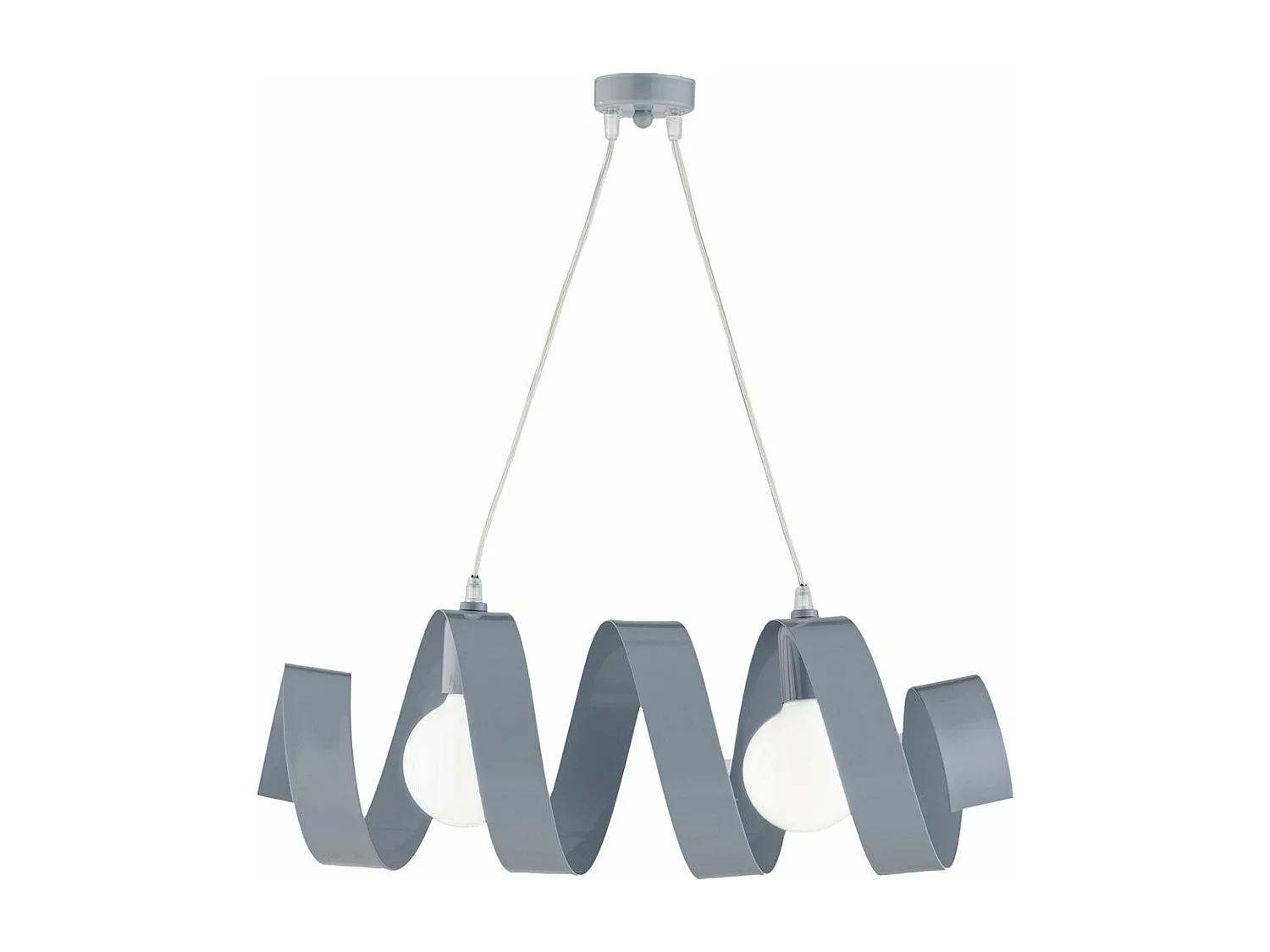 Helix – Pendelleuchte aus mattgrau lackiertem Eisen mit verstellbarem Elektrokabel, 2 Lichter, L. 54 x 20 – BL141-2-GR