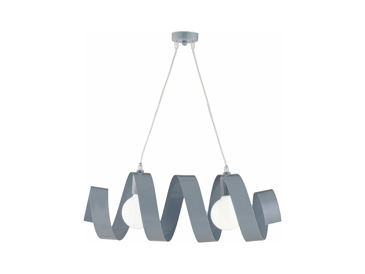 Helix – Pendelleuchte aus mattgrau lackiertem Eisen mit verstellbarem Elektrokabel, 2 Lichter, L. 54 x 20 – BL141-2-GR