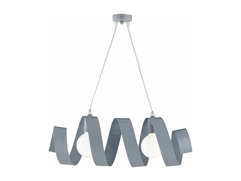 Helix - Pendelleuchte aus mattgrau lackiertem Eisen mit verstellbarem Elektrokabel, 2 Lichter, L. 54 x 20 - BL141-2-GR