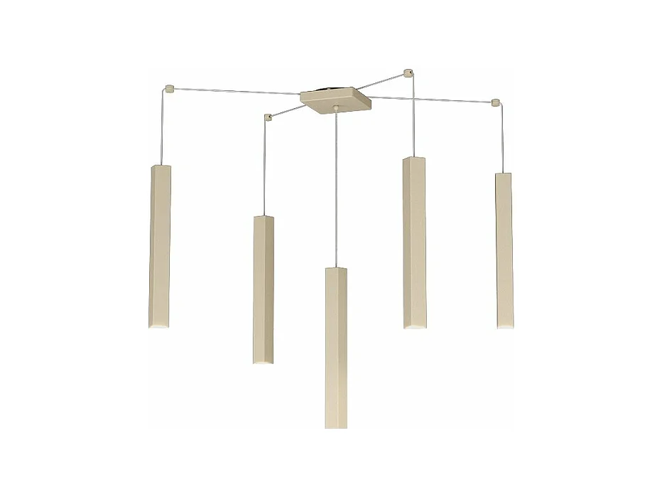 Square Tube Sospensione 5 Luci Sabbia Cavo Cm.250 Con Base