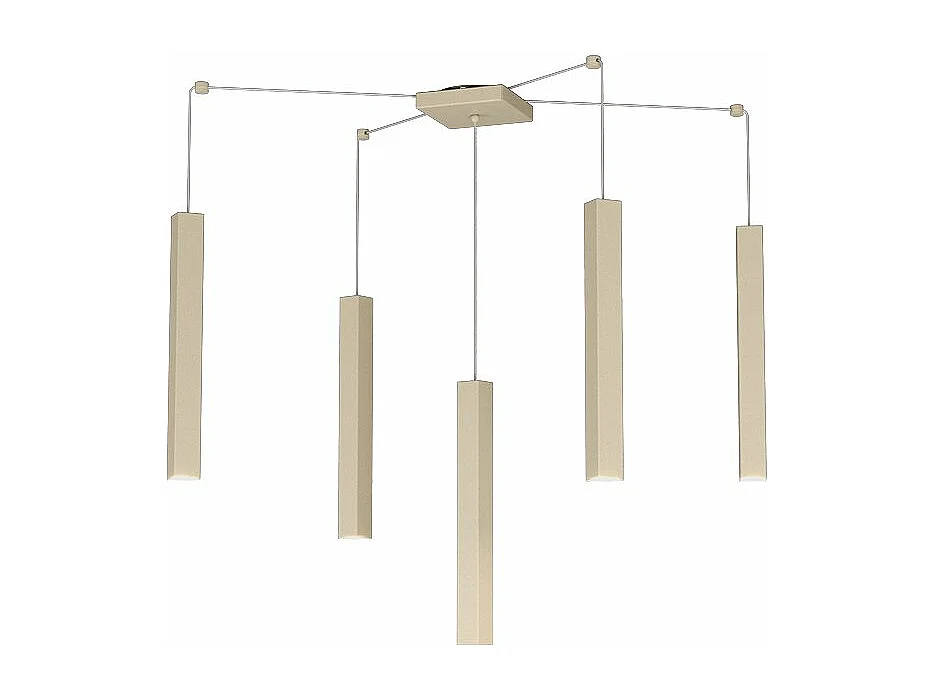 Square Tube Sospensione 5 Luci Sabbia Cavo Cm.250 Con Base