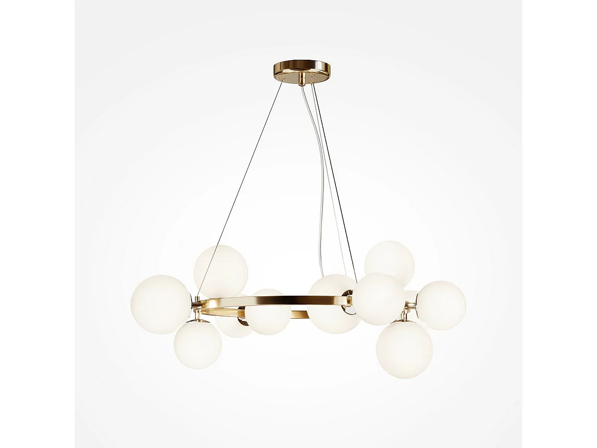 Maytoni Dallas Plafoniera moderna a sospensione a 1 globo oro, paralume bianco opaco, G9