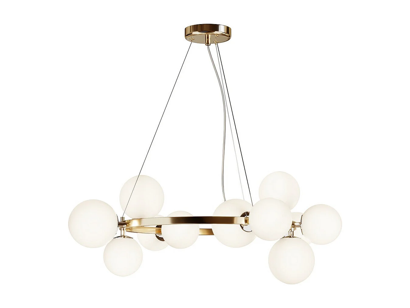 Maytoni Dallas Plafoniera moderna a sospensione a 1 globo oro, paralume bianco opaco, G9