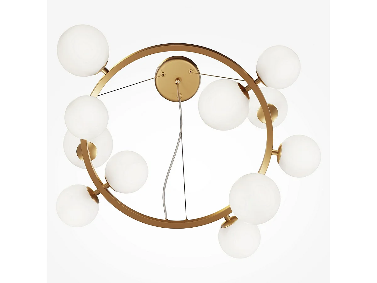 Maytoni Dallas Plafoniera moderna a sospensione a 1 globo oro, paralume bianco opaco, G9