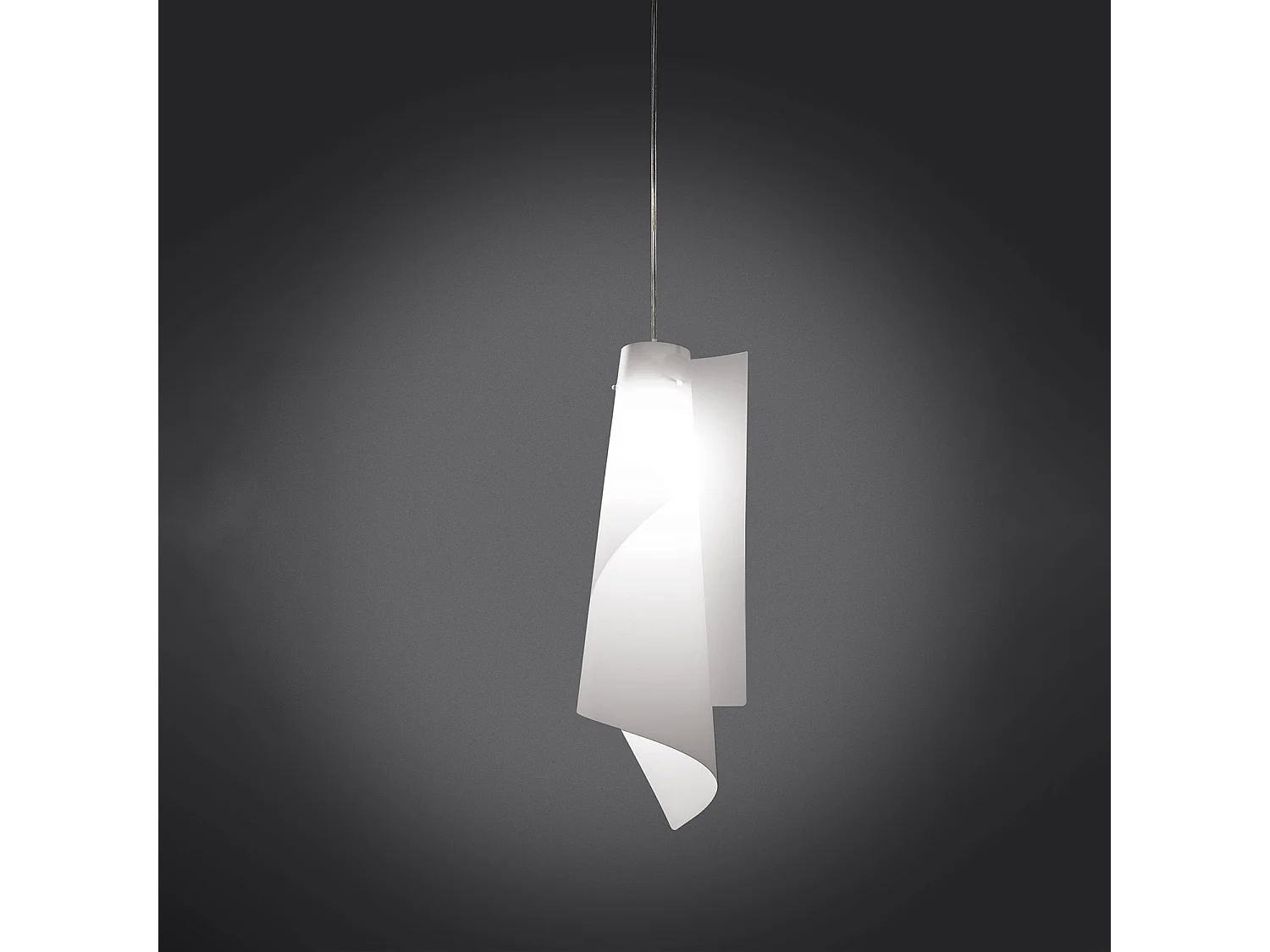 Sospensione Moderna Vela Polilux ® Bianco E Metallo Cromo 1 Luce E27 H68Cm