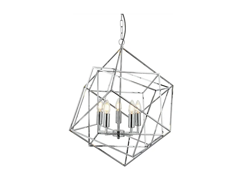 Searchlicht Cube - 5 Licht Decke Anhänger Chrom, E14