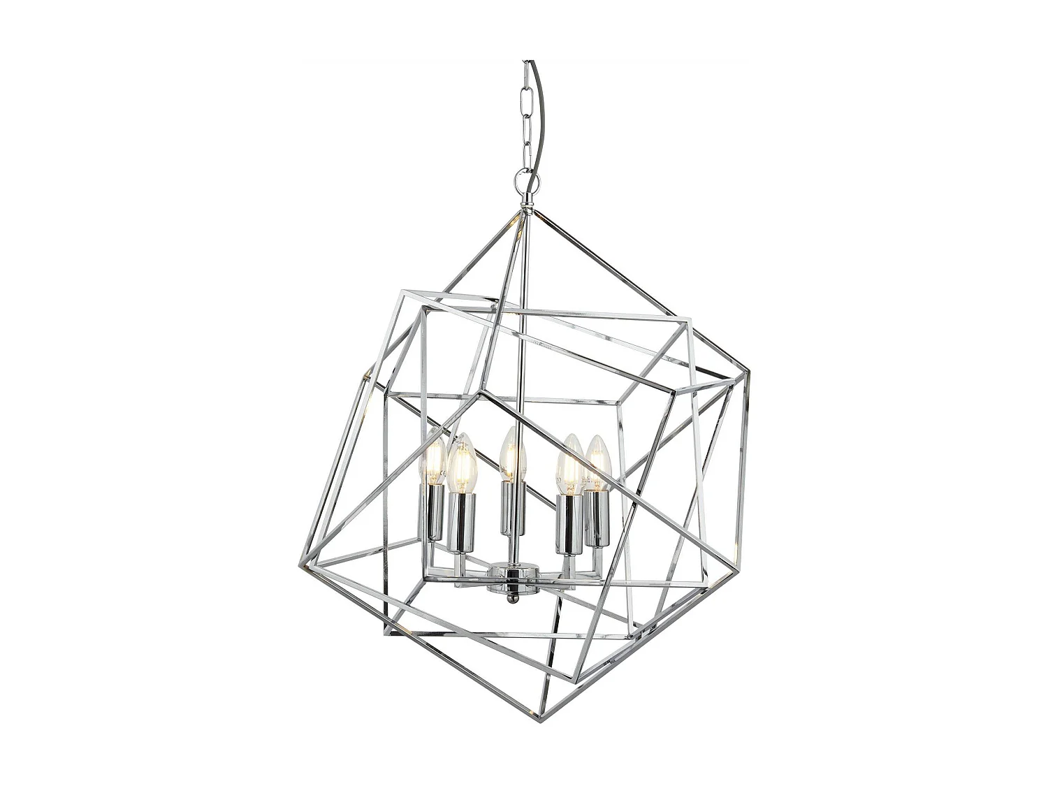 Searchlicht Cube - 5 Licht Decke Anhänger Chrom, E14