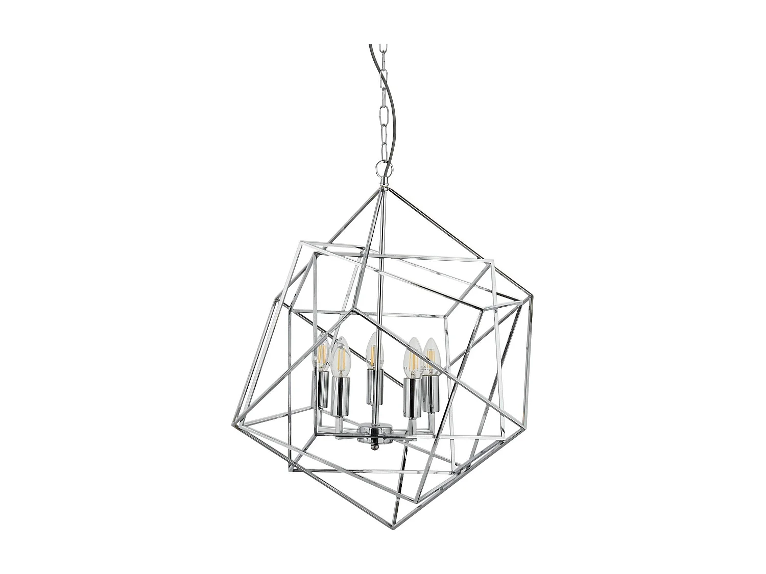 Searchlicht Cube - 5 Licht Decke Anhänger Chrom, E14