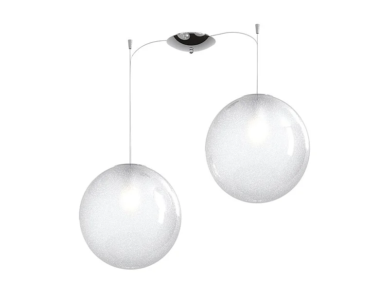 Sospensione Contemp Glitter Metallo Cromo Vetro Soffiato Trasp 2 Luci E27 30Cm