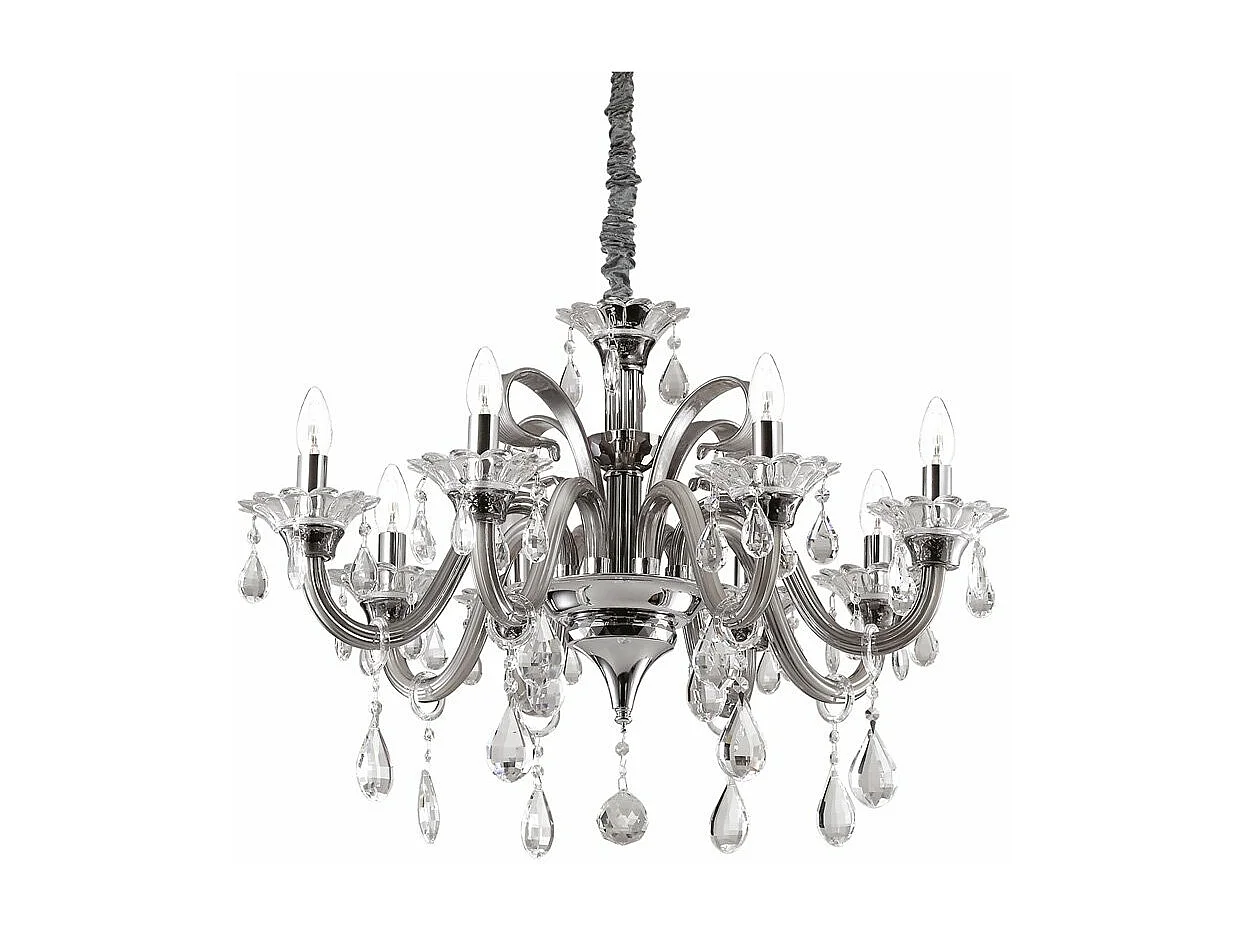 Ideal Lux Colossal - Lampadario a 8 luci finitura fumé, E14