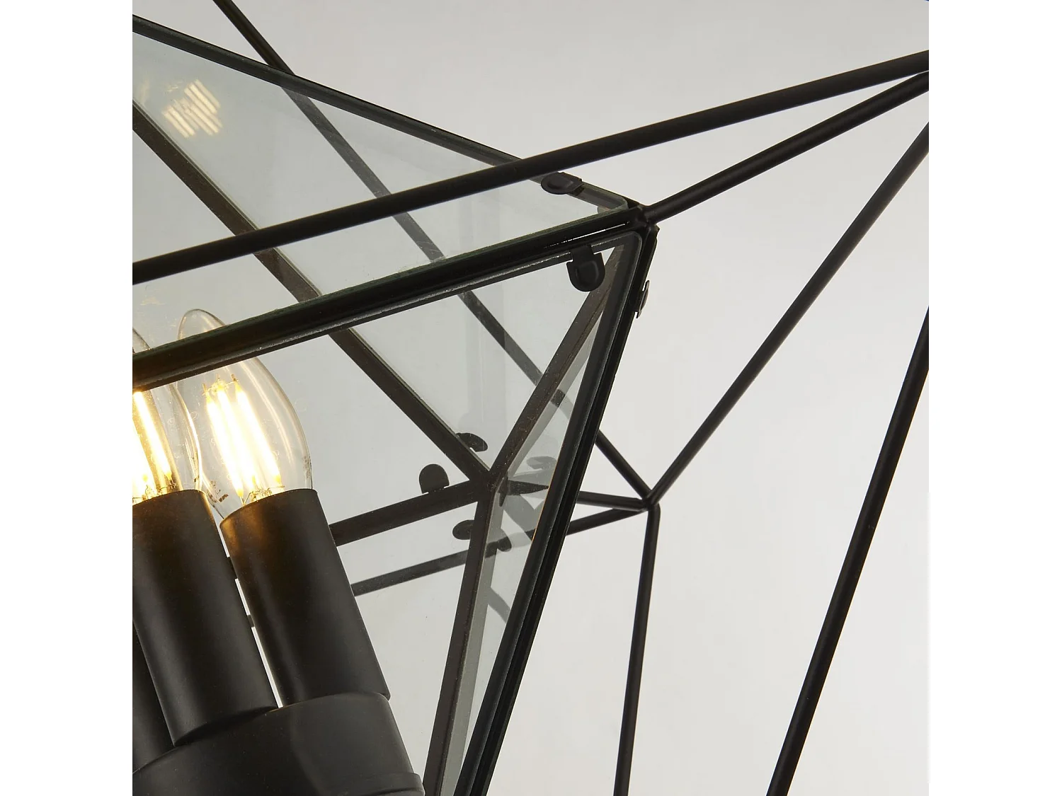 Searchlight DIAMOND 3 ljus takhnge - svart med klarglaspaneler