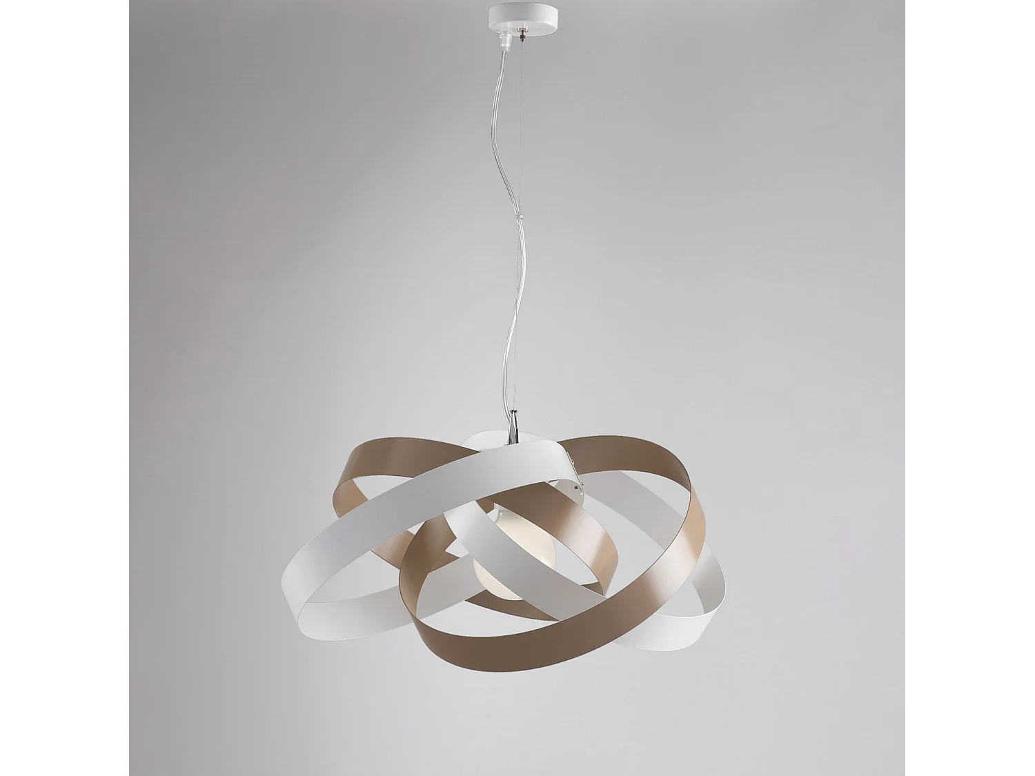 Vertigo Suspension en fer laqué blanc et gris tourterelle avec câble en acier orientable 1 lumière 125 d.54 BL156-1-BT