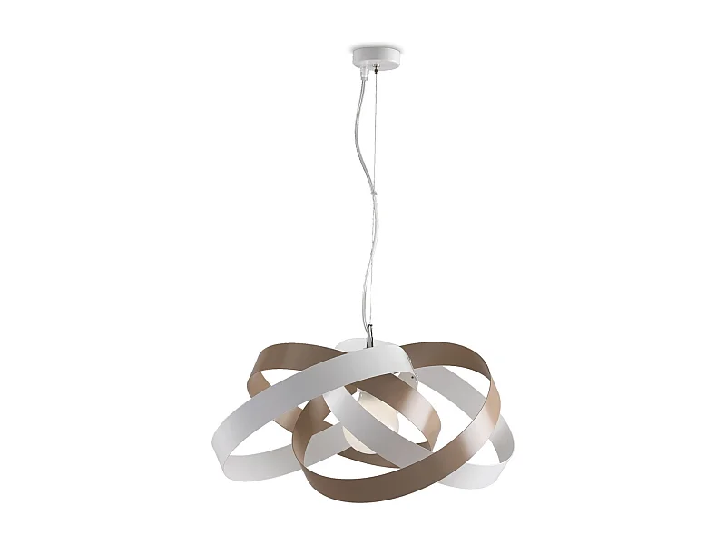 Vertigo Suspension en fer laqué blanc et gris tourterelle avec câble en acier orientable 1 lumière 125 d.54 BL156-1-BT