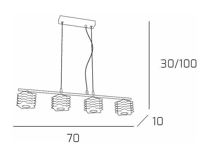 Sospensione Contemporanea Rubik Metallo Cromo Diffusore Cristallo 4 Luci G9