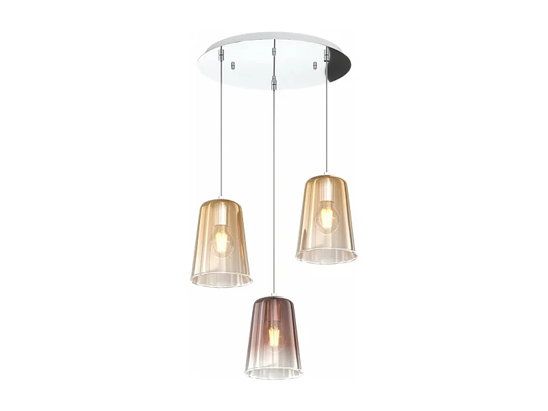 Sospensione Cromo Tonda 3 Luci (2 Am + 1 Ra)