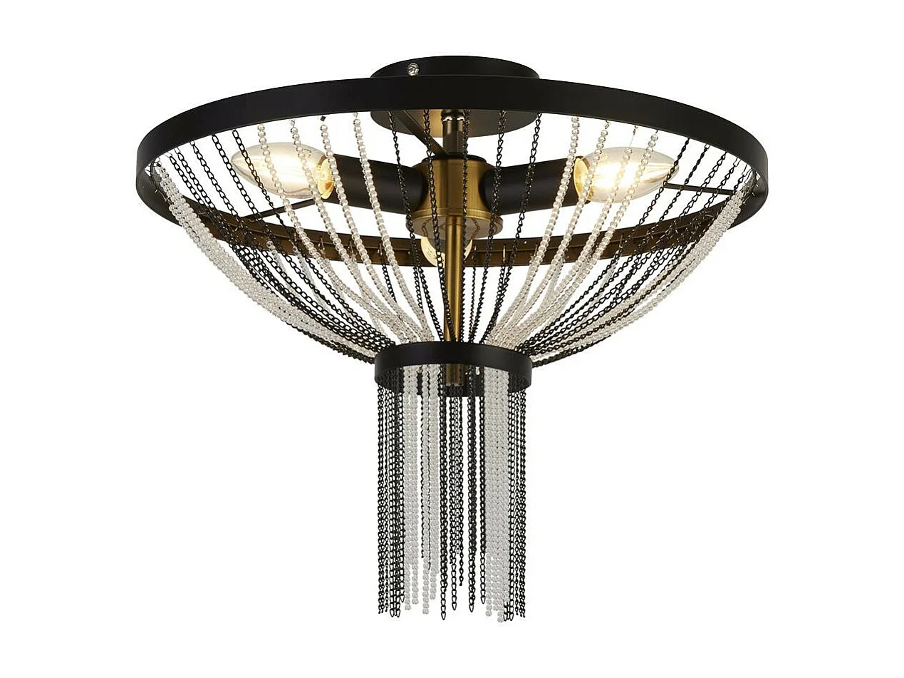 Searchlight Baguette Plafoniera 3 Luci, Nera, Ottone Satinato