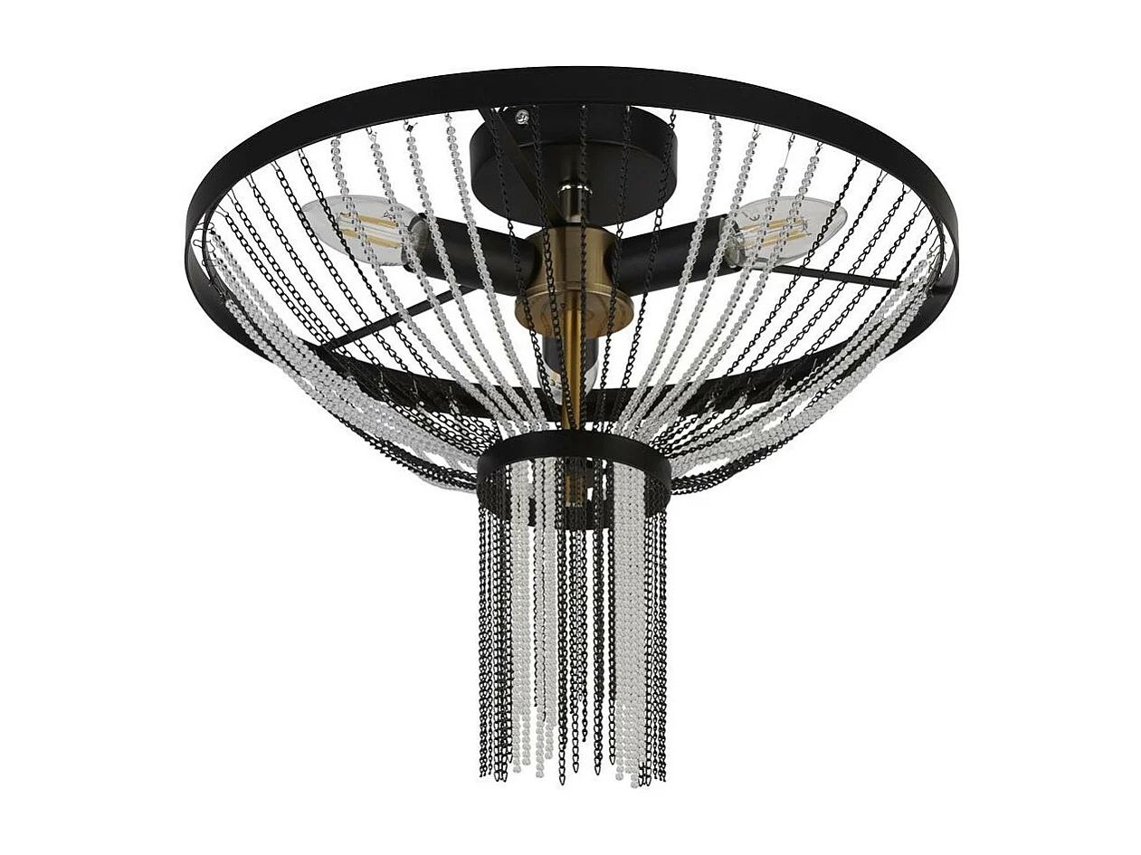 Searchlight Baguette Plafoniera 3 Luci, Nera, Ottone Satinato