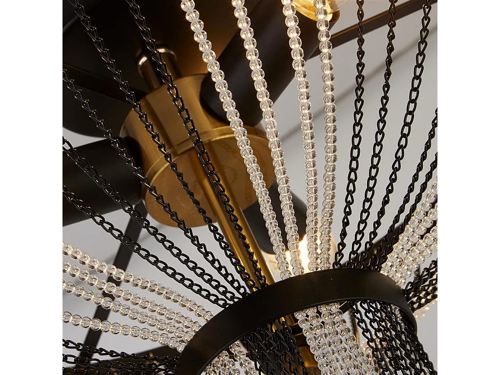 Searchlight Baguette Plafoniera 3 Luci, Nera, Ottone Satinato