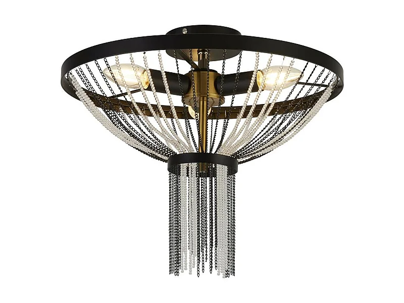 Searchlight Baguette Plafoniera 3 Luci, Nera, Ottone Satinato