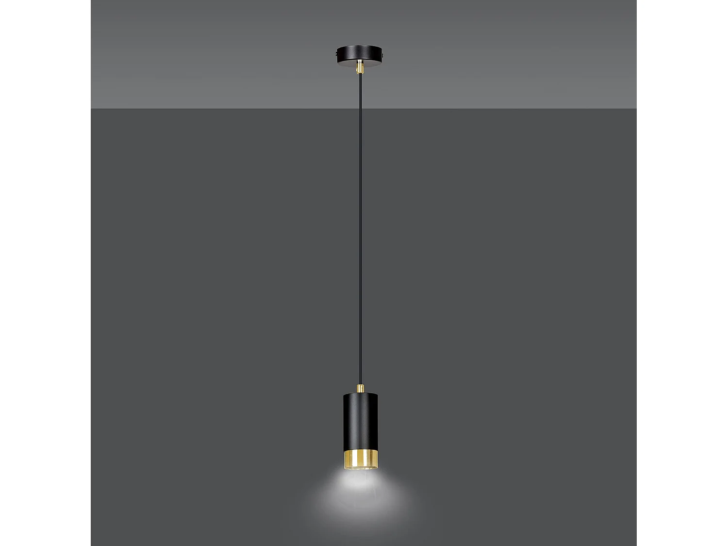 Nowoczesne zawieszenie 1 cylindrowe ?wiat?o w czarnej i z?otej stali
