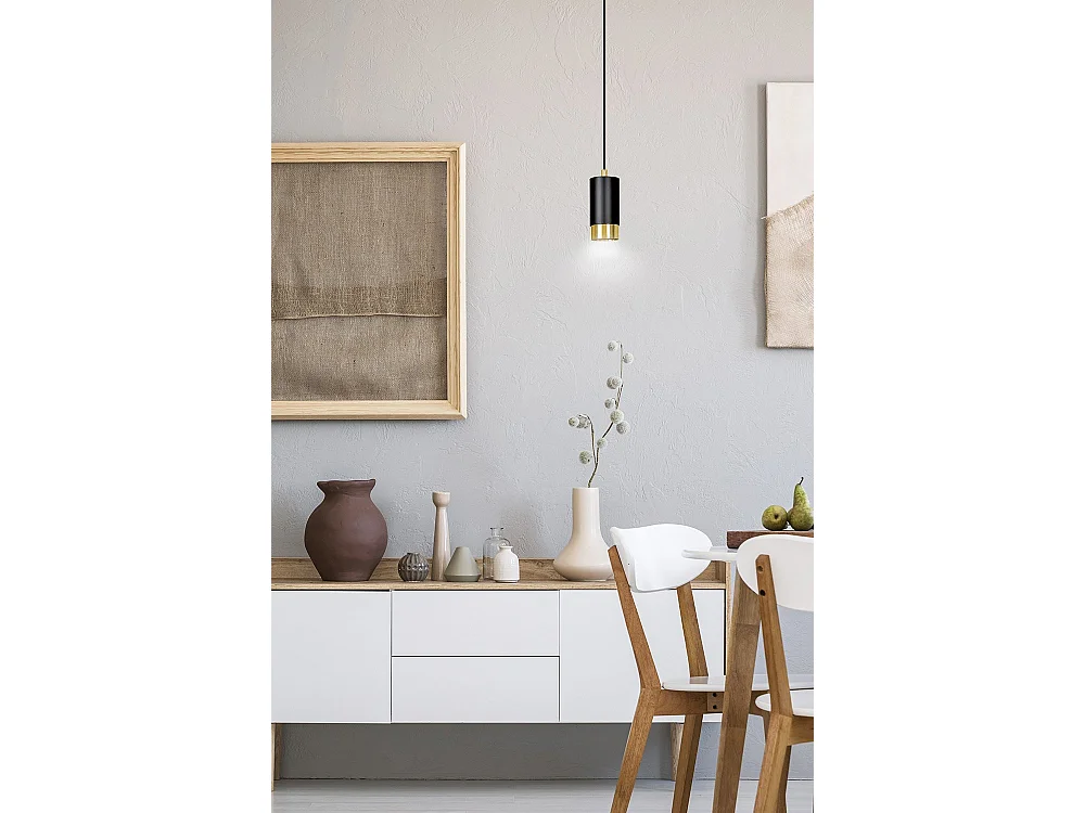 Nowoczesne zawieszenie 1 cylindrowe ?wiat?o w czarnej i z?otej stali