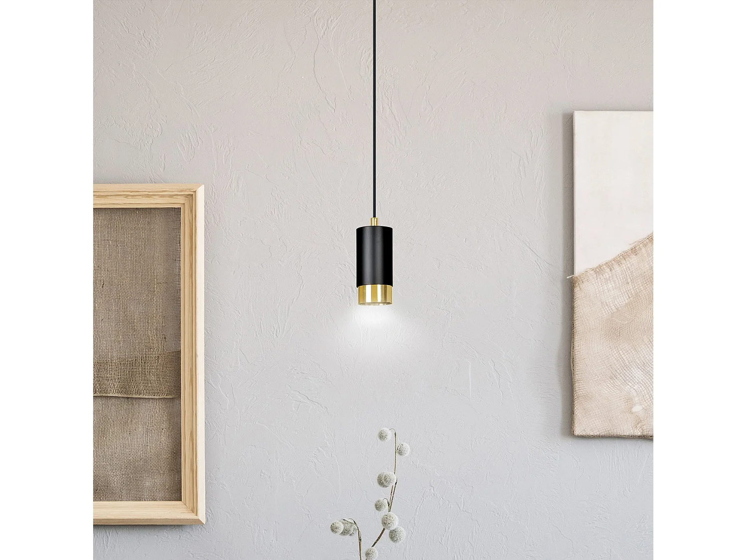 Nowoczesne zawieszenie 1 cylindrowe ?wiat?o w czarnej i z?otej stali
