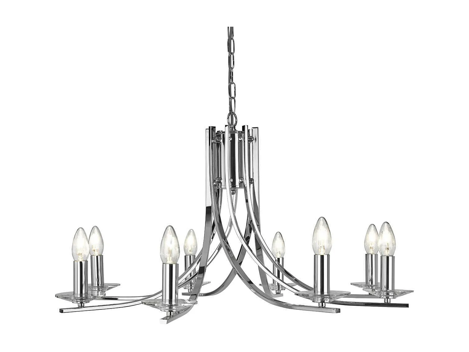Searchlight Ascona - Lampadario a 8 luci con finitura cromata, attacco E14