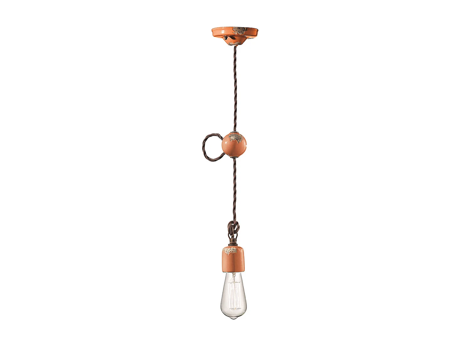 Sospensione Vintage Ceramica Arancio 1 Luce E27