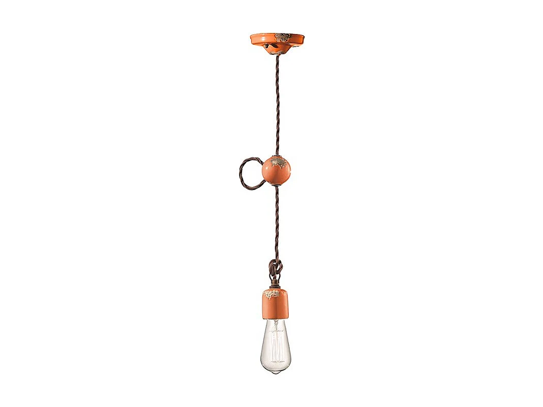 Sospensione Vintage Ceramica Arancio 1 Luce E27
