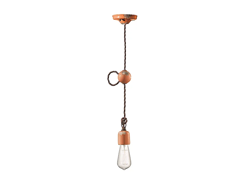 Sospensione Vintage Ceramica Arancio 1 Luce E27