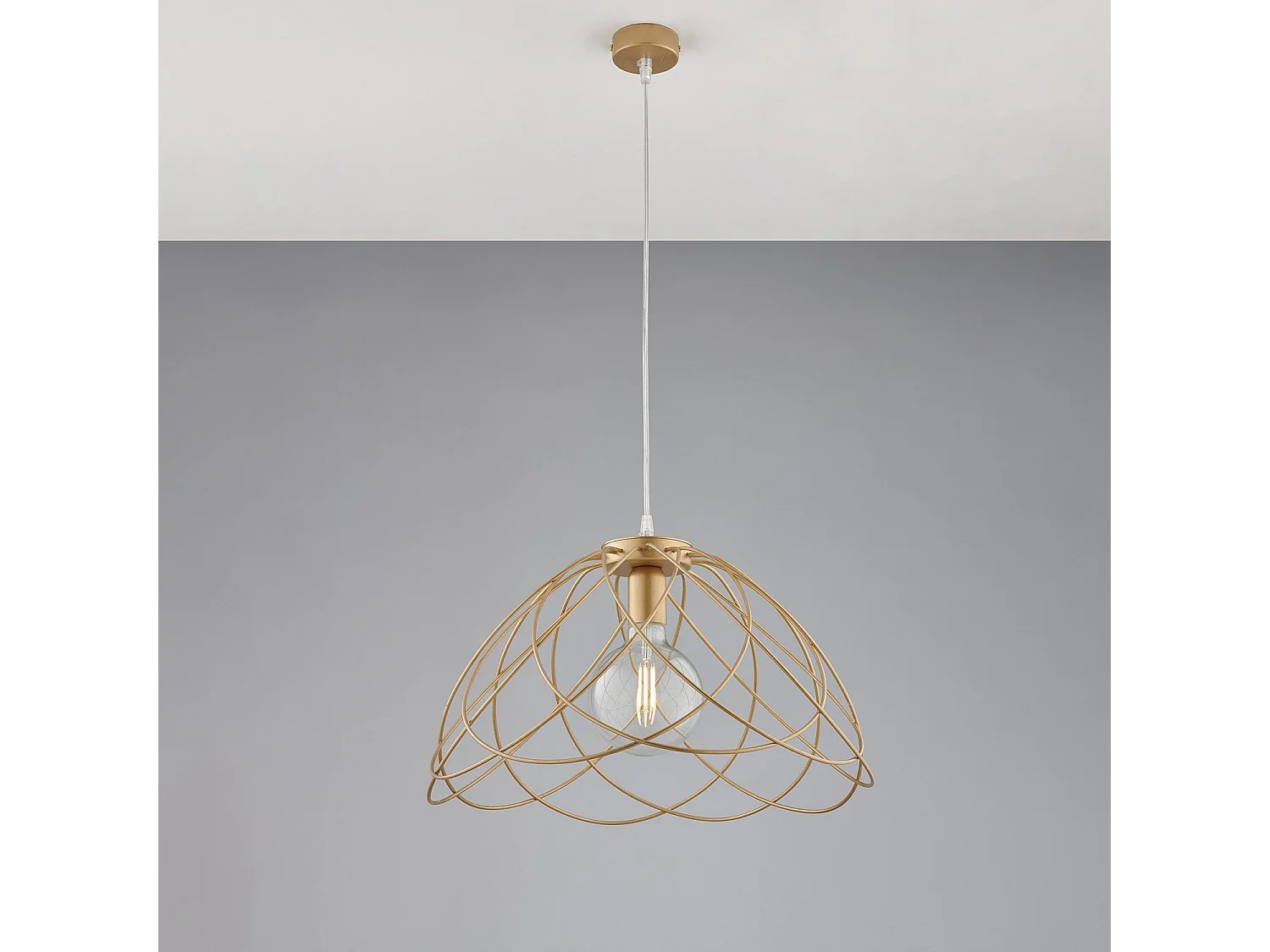 Pagode Lustre en fer laqué doré décor or antique avec câble électrique réglable 1 lumière 132 d.45 BL298-S1-ORO