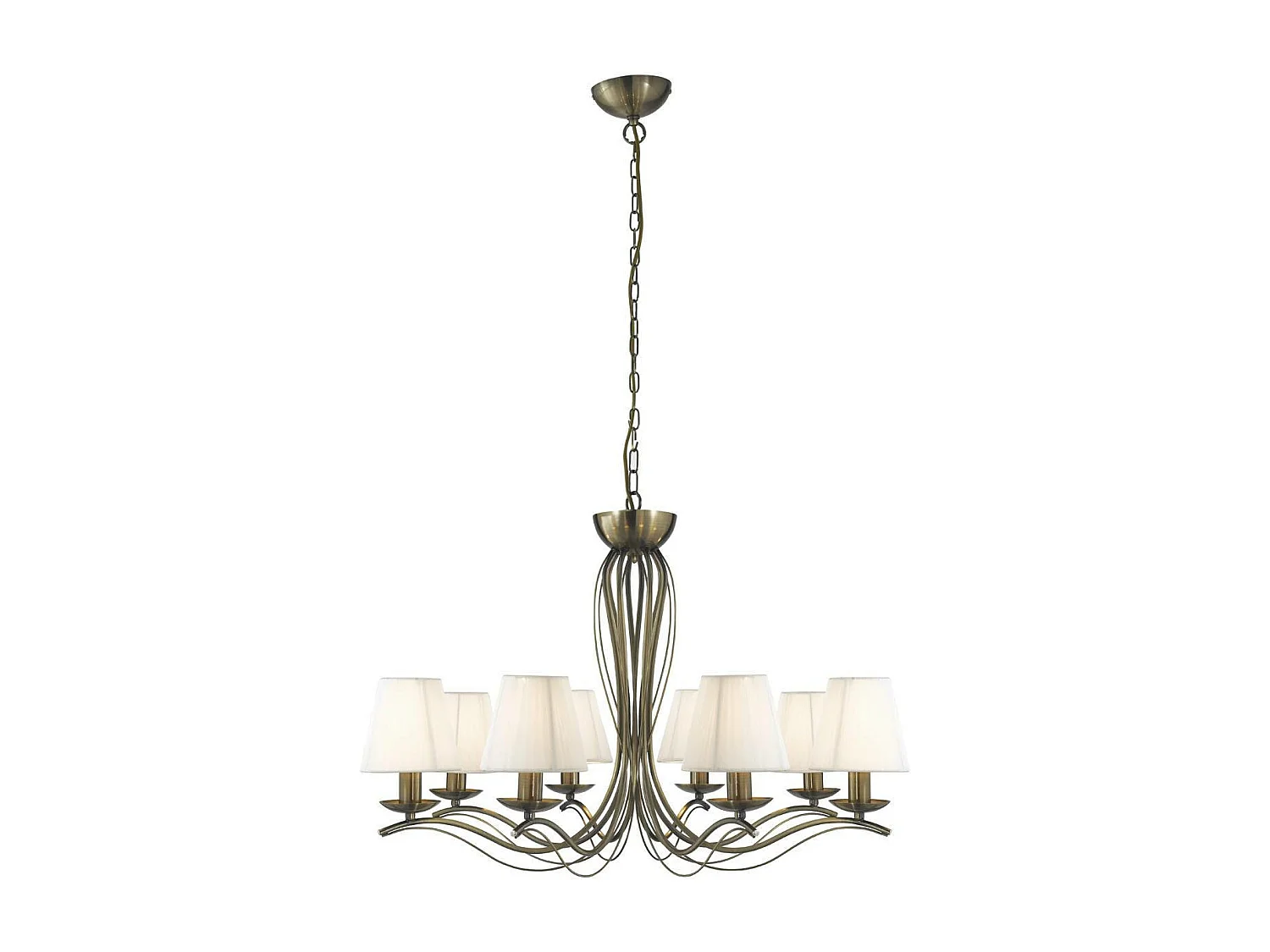 Searchlight Andretti 8 ljus multiarm ljuskrona antik mssingsfinish, E14